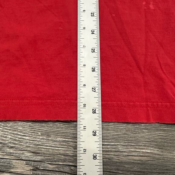 Vintage Nautica  T-Shirt Bright Red Mens L Brand Logo Spellout Flags Graphic 90s - Picture 7 of 10